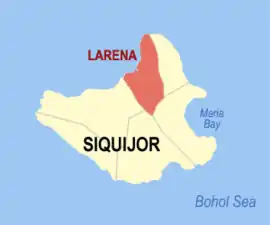 Larena na Siquijor  Coordenadas : 9°14'56"N, 123°35'28"E