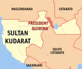 Presidente Quirino na Sultan Kudarat  Coordenadas : 6°42'N, 124°44'E