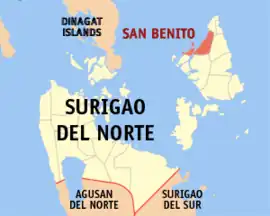 San Benito na Surigao do Norte  Coordenadas : 9°57'29"N, 126°0'25"E