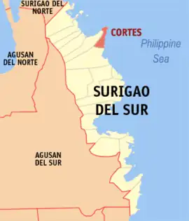 Cortes na Surigao do Sul  Coordenadas : 9°16'31"N, 126°11'28"E