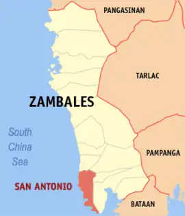 San Antonio na Zambales Coordenadas : 14°56'55.00"N, 120°5'11.00"E