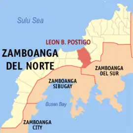 Leon B. Postigo na Zamboanga do Norte  Coordenadas : 8°9'4.90"N, 122°55'27.85"E