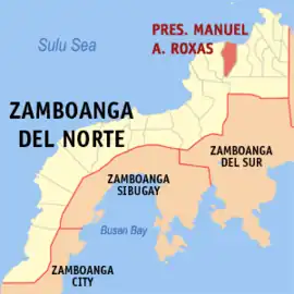 Presidente Manuel A. Roxas na Zamboanga do Norte  Coordenadas : 8°31'10.68"N, 123°13'39.64"E