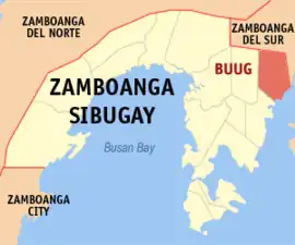 Buug na Zamboanga Sibugay Coordenadas : 7°43'43"N, 123°3'39"E