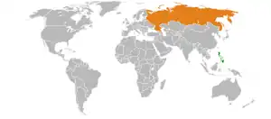 Mapa indicando localização da Filipinas e da Rússia.