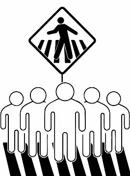 Pessoas atravessando na faixa sinalizada