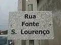 Placa da rua da fonte de São Lourenço
