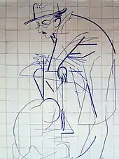 Júlio Pomar, painel de azulejos, c. 1989, estação de metropolitano do Alto dos Moínhos, Lisboa