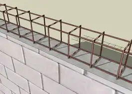 Detalhe de uma armadura em ferro sobre uma parede modelada no SketchUp