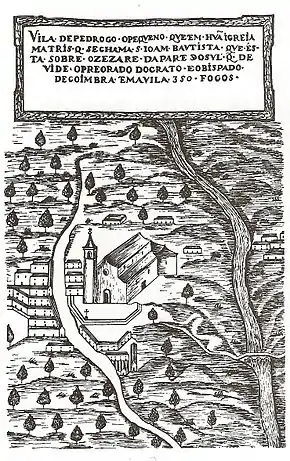 Pedrógão Pequeno em 1618. Gravura de Pedro Tinoco.