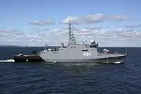 ORP Kormoran. Um caça-minas na baía de Gdańsk.
