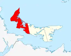 Localização do condado na Ilha do Príncipe Eduardo