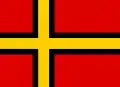 Bandeira proposta por conservadores com um estilo escandinavo, como bandeira da Alemanha Ocidental em 1948. Nunca chegou a ser implementada.