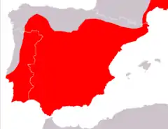 Distribuição de Psammodromus hispanicus.