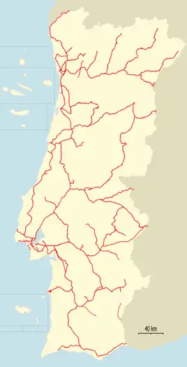 Mapa de ferrovias em Portugal