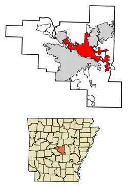 Localização no condado de Pulaski