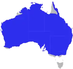 Distribuição geográfica do gênero Pygopus na Australia
