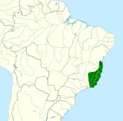 Distribuição da tiriba-de-orelha-branca no Brasil