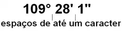 Representação correta dos símbolos da unidade grau, minuto e segundo para o ângulo plano