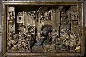 Retábulo da Natividade, Antuérpia, c. 1530, madeira policromada, 106,5 x 162 x 29,5&nbsp;cm