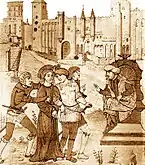 O Retábulo do Crucifixo de Saint-Maximin-la-Sainte-Baume, por Antoine Rozen (1520), desenho de Philippe Rostan (1886)