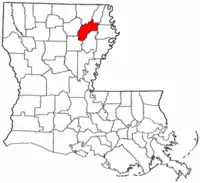 Localização da paróquia no Estado de Louisiana