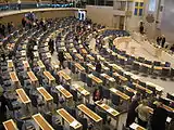 Visão interna do Riksdag, o Parlamento Sueco.