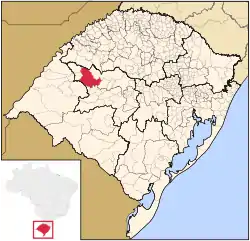 Localização de Santiago no Rio Grande do Sul