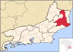 Localização de Campos dos Goytacazes no Rio de Janeiro