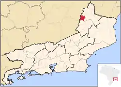 Localização de Laje do Muriaé no Rio de Janeiro