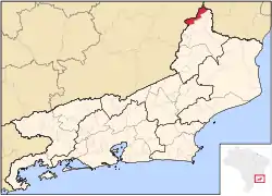 Localização de Porciúncula no Rio de Janeiro