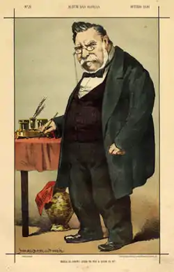 Caricatura de António Rodrigues Sampaio, publicado no Álbum das Glórias (1881)