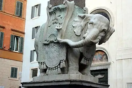 Detalhe do elefante, chamado de Il pulcino ("O porco") pelos romanos.