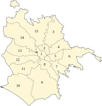 Os 15 municípios de Roma