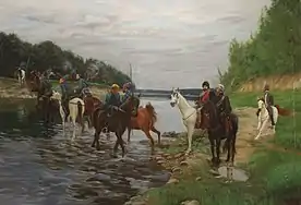 Rubicon. Pelotão de Denis Davydov  Cruzando o Rio. 1812. 2001, Сolecção privada