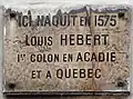 Nº 129: placa em homenagem a Louis Hébert.