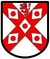 5 rustros—argento; em um sautor gules cinco rustros argento, no chefe um leão rampante do segundo (gules)—Dalrymple de Woodhead, Escócia