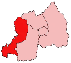 Localização da Província do Oeste em Ruanda