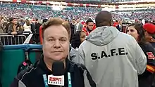 Paulo Mancha durante a cobertura do Super Bowl LIV, em devereiro de 2020