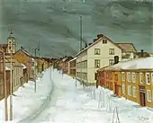 Storgaten Røros, óleo sobre tela, cerca de 1900