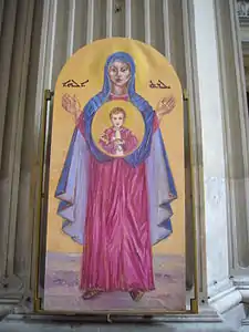 Ícone de Nossa Senhora na igreja.