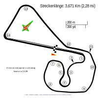 Sachsenring, usada desde 1998, configuração desde 2002
