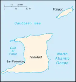 Localização de San Fernando em Trindade e Tobago