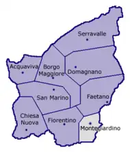 Localização de Montegiardino em San Marino