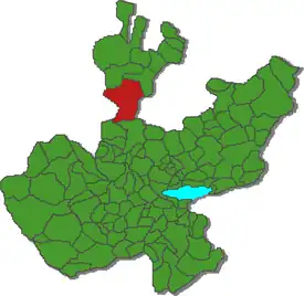 Localização de San Martín de Bolaños no estado de Jalisco.