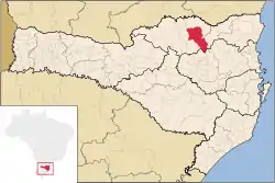 Localização de Itaiópolis em Santa Catarina