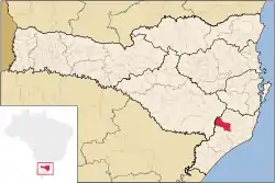 Localização de Orleans em Santa Catarina