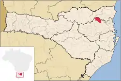 Localização de Rio dos Cedros em Santa Catarina