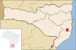 Localização de São Bonifácio em Santa Catarina