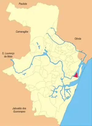 Localização do bairro de Santo Antônio do Recife